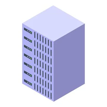 Server rack storing and processing data in data center, isometric view Illustrazione stock