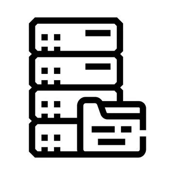 Server rack storing data and files computing icon Illustrazione stock