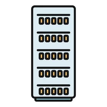 Server rack storing data computing hardware icon 库存插图