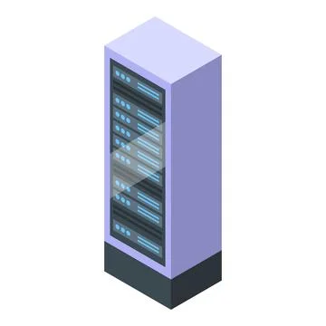 Server rack storing digital information in data center Stock Illustration