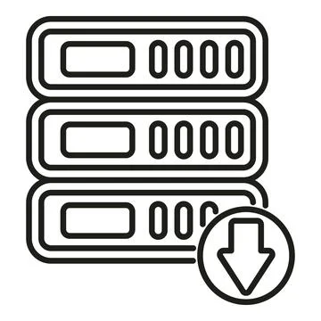 Server rack system with a download arrow icon for data transfer Stock Illustration
