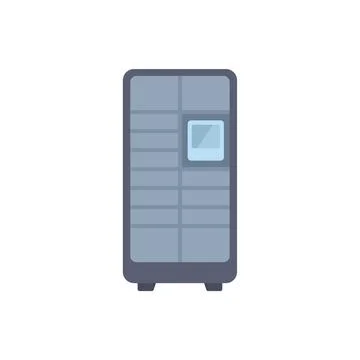 Server rack tower standing for data storage and processing Stock Illustration