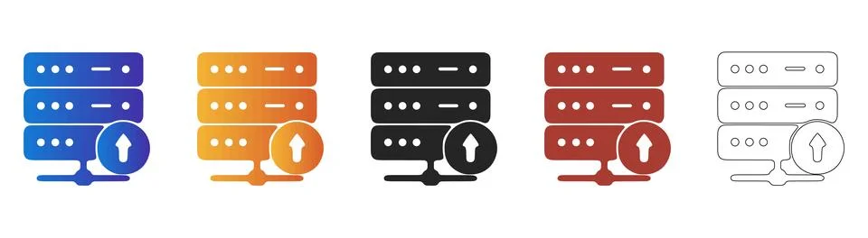 Server rack upload icon for network data 库存插图