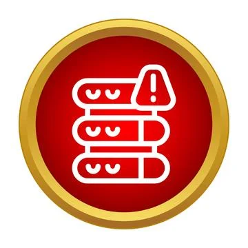 Server rack with warning icon indicating system error Stock Illustration