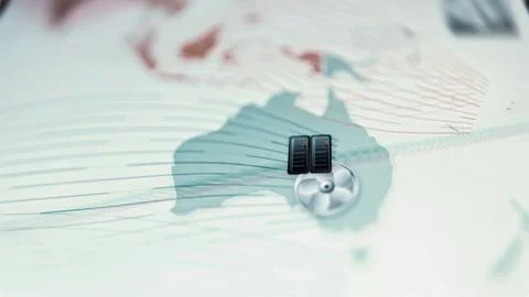 Server racks and cooling fan over Australia Stock Photos