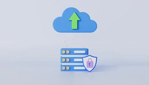 Server racks with cloud computing, security protection system, online data Stock Illustration