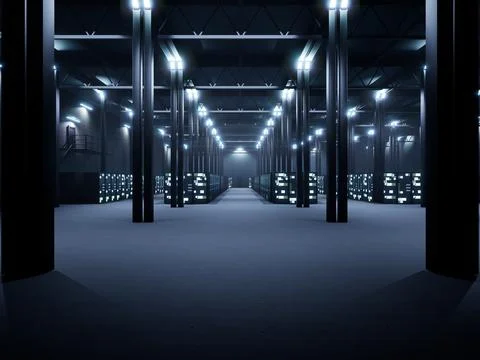 Server racks in cloud data center with database hardware Stock Illustration