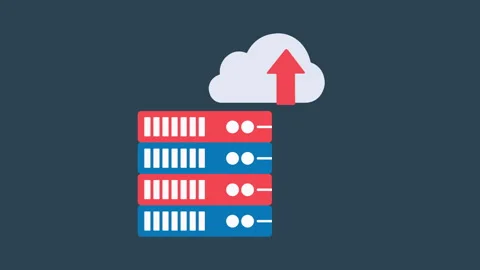Server Racks with Cloud Data Upload 2d Animation with Alpha Matte Stock Footage 339822124