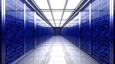 Server racks in computer network security server room data center. Server roo Stock Illustration