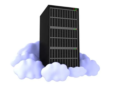 Server Racks with computing clouds. Storage concept. Stock Illustration