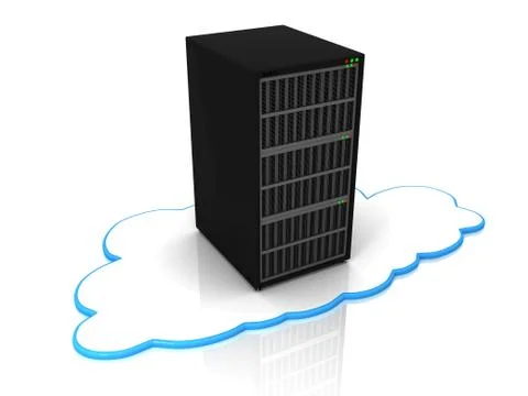 Server Racks with computing clouds. Storage concept. Stock Illustration