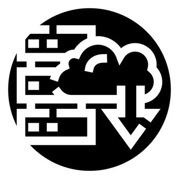 Server racks connecting to cloud download technology icon Illustrazione stock
