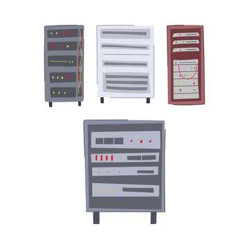Server racks creating data storage and network infrastructure Stock Illustration