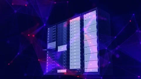 Server Racks in Data Center with Network Connections Illustrazione stock