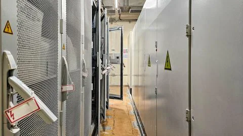 Server racks in data center room Stock Photos