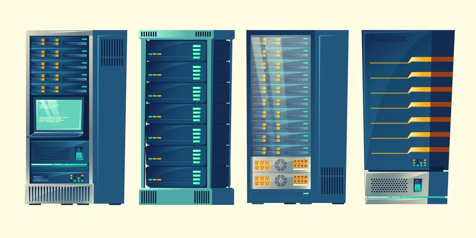 Server racks, database room, data center Stock Illustration