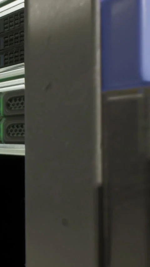 Server racks display lights at data center during work hours Stock Footage 337924014