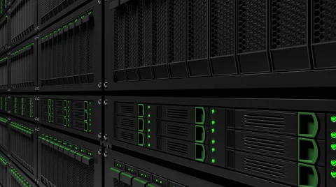 Server racks dolly shot. Infinite focus version. Seamless loop able 4K clip Stock Footage 65826587