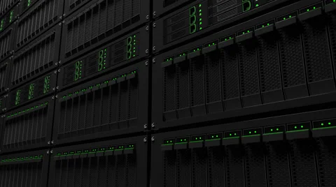 Server racks dolly shot. Infinite focus version. Seamless loop able 4K clip Stock Footage 65832420