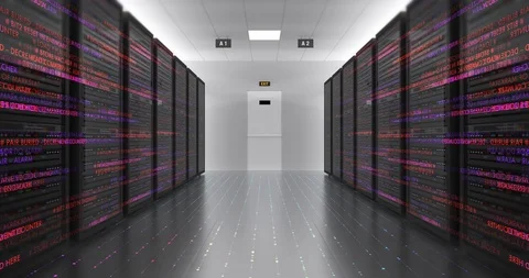 Server Racks In a Modern Data Center. Camera Slowly Moving. Seamless Loop. 스톡 동영상 102143003