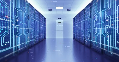 Server Racks In a Modern Data Center. Computer Racks All Around. Loop. Stock Footage 102144074
