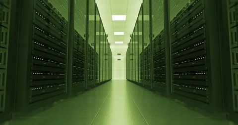 Server Racks In a Modern Data Center. Technology Related 4K Animation. 스톡 동영상 102385685