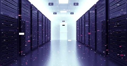 Server Racks In a Modern Data Center. Technology Related Cg Animation. 스톡 동영상 142489929