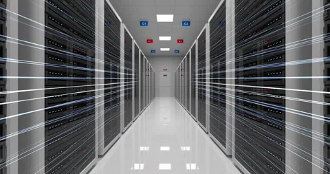 Server Racks In a Modern Data Center. Camera Moving Forward. 스톡 동영상 276818461