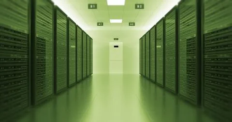 Server Racks In a Modern Data Center. Technology Related CG. 스톡 일러스트
