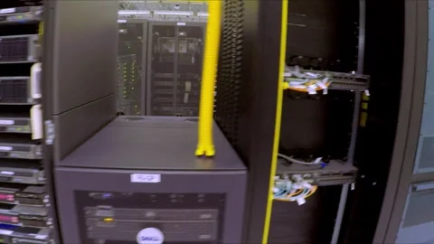 Server Racks Operating Inside Modern Data Center With Network Equipment Stock Footage 342226988