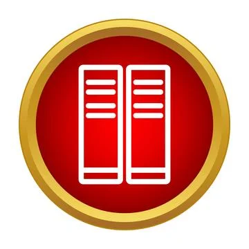 Server racks in red button network icon Stock Illustration