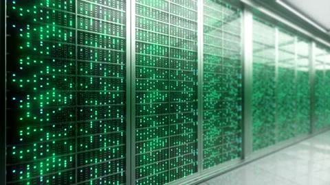 Server racks in server interior room data center. Server room center exchangi Stock Footage 156906593