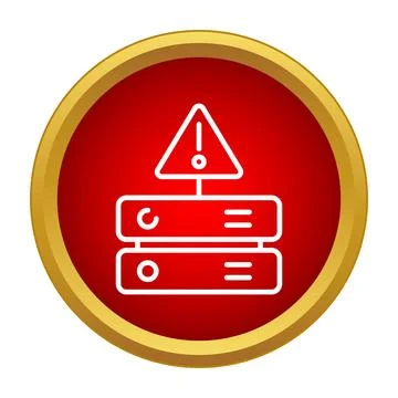 Server racks showing data system error warning icon Stock Illustration