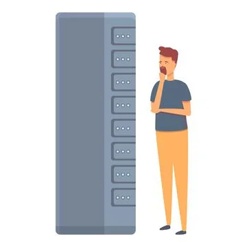 Server repair icon cartoon vector. Computer system Stock Illustration