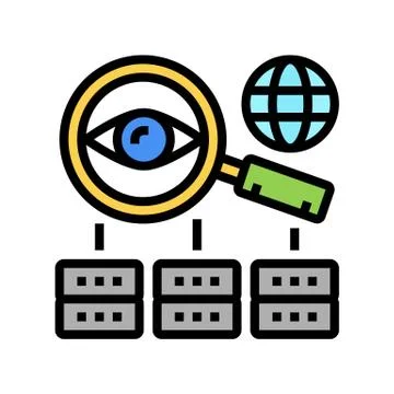 Server research color icon vector illustration sign Stock Illustration