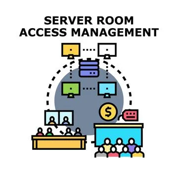 Server room access management protecting data infrastructure Stock-Illustration