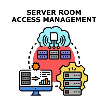 Server room access management securing data cloud infrastructure Illustrazione stock