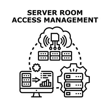 Server room access management securing data cloud infrastructure Stock Illustration