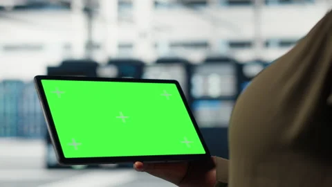 Server room admin uses isolated screen tablet to increase workload capacity Stock Footage 317201096