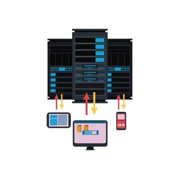 Server room and connection with computer techologies conceptual isolated 库存插图