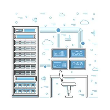 Server room and data center イラスト素材