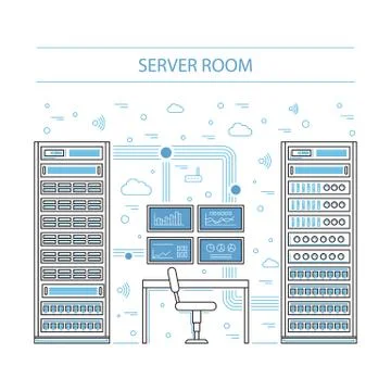 Server room and data center Illustrazione stock
