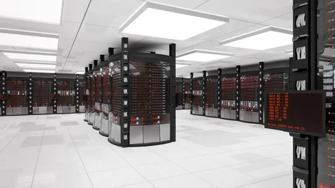 Server room and rack servers with server error Video stock 84930685