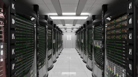 Server room and rack servers with server error Video stock 88267842