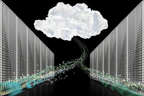 Server room on black backround - illustration Stock Illustration