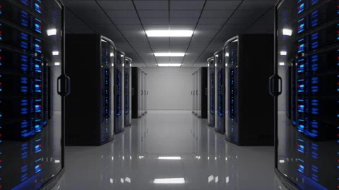 Server Room Blue Stock Footage 254032729