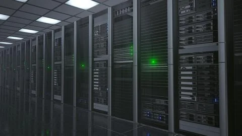 Server Room Computer 3D Render Illustrazione stock