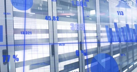A server room with computer servers processing digital information Stock Footage 327062240
