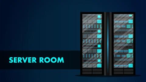 Server Room Concept. Web Hosting Center Data Bank. Stock Illustration