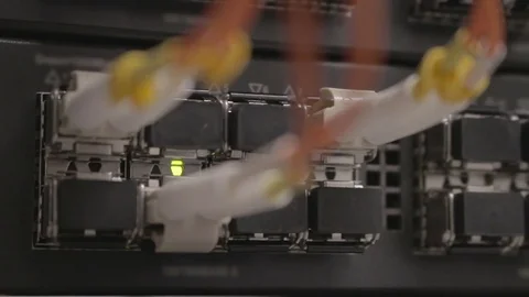 Server room connectors close up shot Stock Footage 77077170